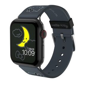 Hello Kitty Grey/Black Silicone Smartwatch Band with Character Accents